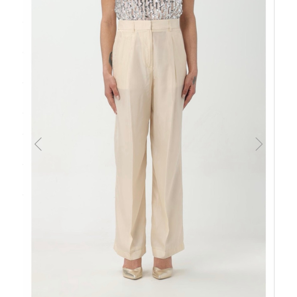Women's Forte Forte Satin Wide Leg Pants Small Ivory Beige